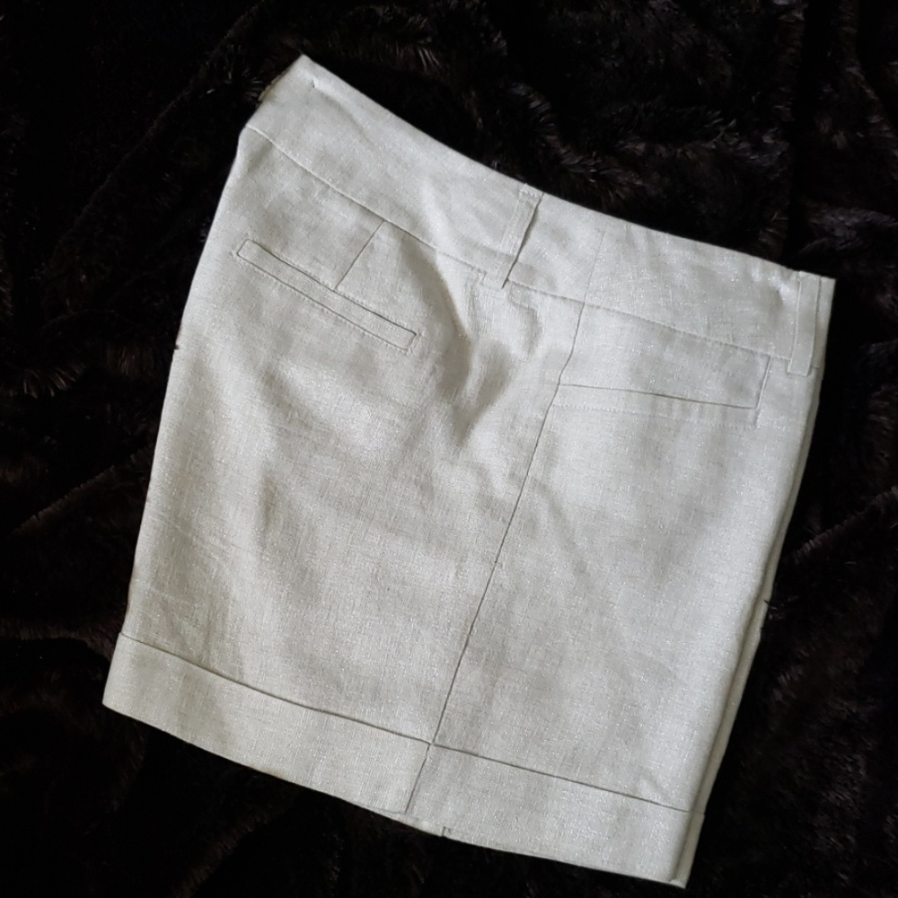 Linen lined shorts with metallic thread.
